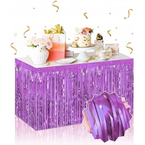 MDB Kendinden Yapışkanlı Mor Metalize Püsküllü Masa Eteği