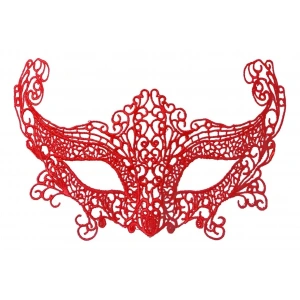 MDB Kırmızı Renk Dantel Örgü İşlemeli Parti Maskesi Model 3
