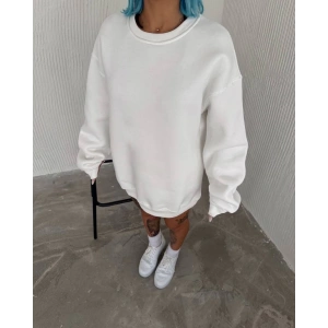 MDB Kışlık Bisiklet Yaka Üç İplik Basic weathirt  Beyaz