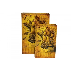Kutu Kitap Harita 2li Set Dekoratif Hediyelik