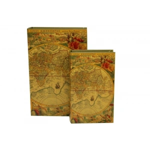 Kutu Kitap Harita 2li Set Dekoratif Hediyelik