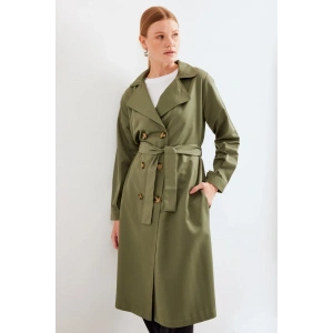 MDB 5853 Kruvaze Yaka Trençkot  Haki