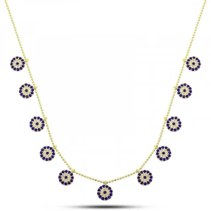 MDB 925 Ayar Gümüş Gold Nazarlı Şans Kadın Kolye