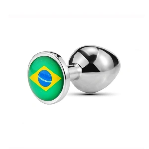 MDB Brezilya Bayraklı Küçük Boy Metal Anal Plug – Paslanmaz Çelik, 7 cm