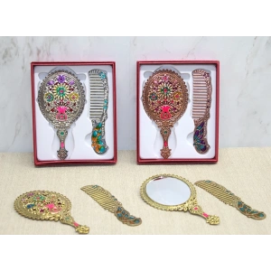 MDB Çiçekli Ayna Ve Tarak Seti Küçük Boy