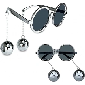 MDB Disko Toplu Küpeli Parti Gözlüğü Gümüş Renk