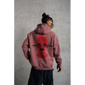 MDB Erkek aske Baskılı Kapüşonlu weat  Gül Kurusu