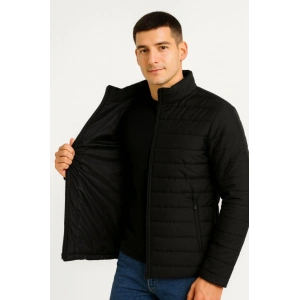 MDB Erkek Bomber ont Ceket – u İtici Kumaş, Kapitone Astarlı, Fermuarlı, Kışlık  iyah