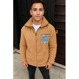 MDB Erkek Polar Fermuarlı weatshirt – Kapüşonsuz, Cepli, Yumuşak Dokulu, Oversize Rahat Kalıp, Kışlık ıcak Tutan Fermuarlı Üst  Kahverengi