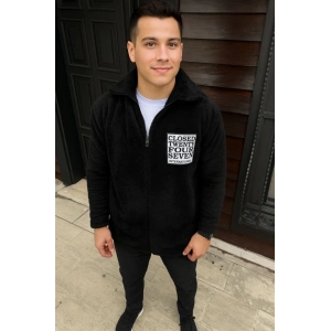 MDB Erkek Polar Fermuarlı weatshirt – Kapüşonsuz, Cepli, Yumuşak Dokulu, Oversize Rahat Kalıp, Kışlık ıcak Tutan Fermuarlı Üst  iyah