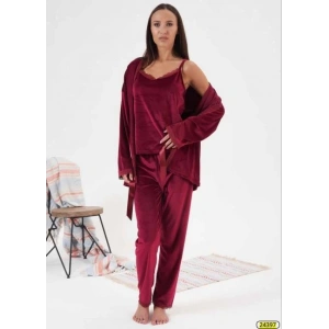 MDB Estiva 24397 Bayan Kadife 3lü Pijama Takım