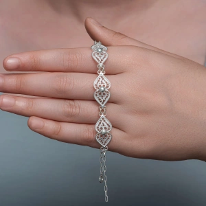 MDB Gümüş Motif Esintisi Telkari Kadın Bileklik