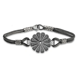 MDB Gümüş Oksitli Papatya Kazaziye Bileklik