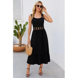 MDB Kadın Askılı Dantel Detaylı Kiloş Janjan Krep Elbise