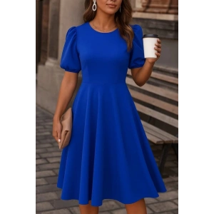 MDB Kadın Kısa Balon Kollu Bisiklet Yaka Geniş Kesim Janjan Krep Elbise