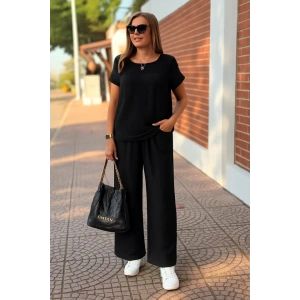 MDB Kadın Kısa Kollu Yakası Açık Aerobin Bluz Ve Pantolon Ikili Takım