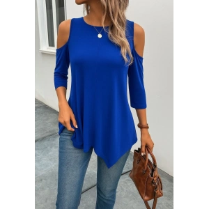 MDB Kadın Omuzlardan Açık Sıfır Yaka Asimetrik Kesim Detay Viskon Bluz