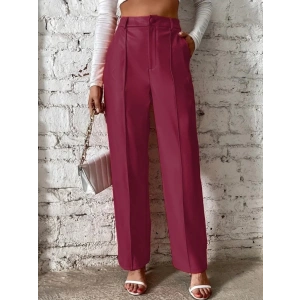 MDB Kadın önden Fermuarlı Cepli Geniş Kesim Lame Deri Pantolon