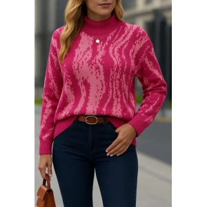 MDB Kadın Uzun Kollu Balıkçı Yaka çok Renkli Triko Bluz