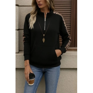 MDB Kadın Uzun Kollu Balıkçı Yaka önden Fermuarlı Polar Bluz