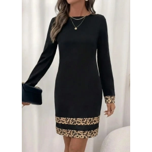 MDB Kadın Uzun Kollu Bisiklet Yaka Mini Ithal Krep Elbise