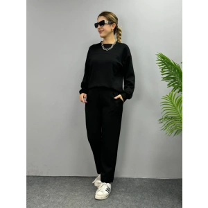 MDB Kadın Uzun Kollu Bisiklet Yaka Viskon Iki Iplik Bluz Ve Pantolon Ikili Takım