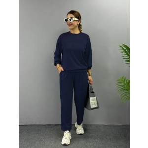 MDB Kadın Uzun Kollu Bisiklet Yaka Viskon Iki Iplik Bluz Ve Pantolon Ikili Takım