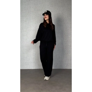 MDB Kadın Uzun Kollu Bisiklet Yaka Viskon Iki Iplik Bluz Ve Pantolon Ikili Takım