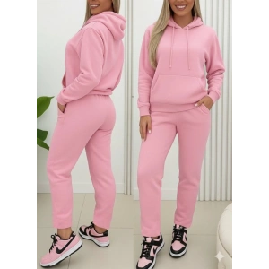 MDB Kadın Uzun Kollu Kapşonlu Bağcıklı üç Iplik Bluz Ve Pantolon Ikili Takım