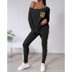 MDB Kadın Uzun Kollu Leopar Detay Viskon Iki Iplik Ikili Takım