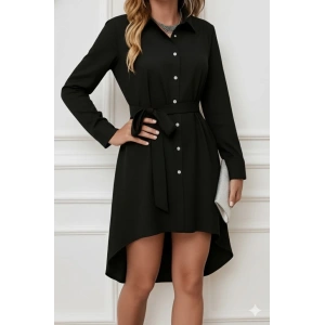 MDB Kadın Uzun Kollu ön Kısım Kısım Arka Kısım Uzun Trikoton Gömlek Elbise
