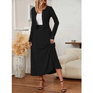 MDB Kadın Uzun Kollu önden Düğmeli Bluz Ve Yüksek Bel A Kesim Uzun Etek şardonlu Kaşkorse Ikili Takım