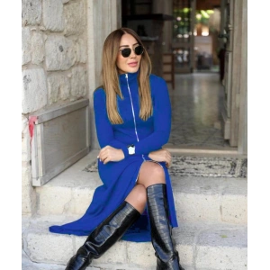 MDB Kadın Uzun Kollu önden Fermuarlı Ithal Krep Elbise