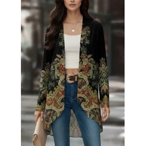 MDB Kadın Uzun Kollu önü Açık Desenli şardonlu Dalgıç Ceket