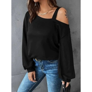 MDB Kadın Uzun Kollu Tek Omuz Askı Detay Salaş Viskon Iki Iplik Bluz