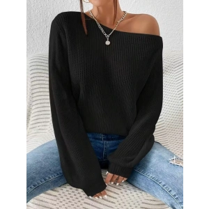 MDB Kadın Uzun Kollu Tek Omuzu Açık Detaylı Triko Bluz