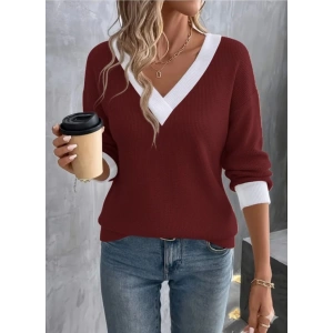 MDB Kadın Uzun Kollu V Yakalı Waffle Bluz