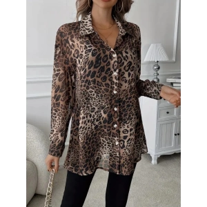 MDB Kadın Uzun Kollu Yakalı önden Düğmeli şifon Gömlek