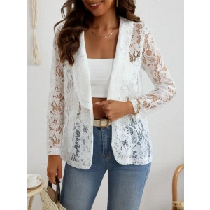 MDB Kadın Uzun Kollu Yakalı önü Açık Dantelli Ceket