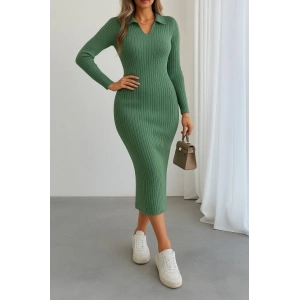 MDB Kadın Uzun Kollu Yakalı Triko Elbise
