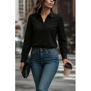 MDB Kadın Uzun Kollu Yakalı Trikoton Gömlek