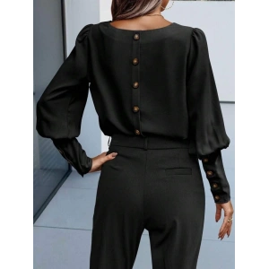 MDB Kadın Uzun Kollu Yuvarlak Yakalı Düğmeli Ithal Krep Bluz