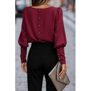 MDB Kadın Uzun Kollu Yuvarlak Yakalı Düğmeli Ithal Krep Bluz