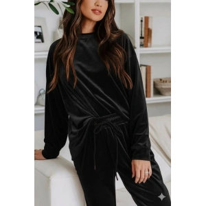 MDB Kadın Uzun Kollu Yuvarlak Yakalı Kadife Bluz Ve Pantolon Takım