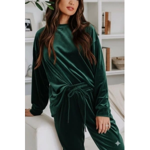 MDB Kadın Uzun Kollu Yuvarlak Yakalı Kadife Bluz Ve Pantolon Takım