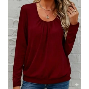 MDB Kadın Uzun Kollu Yuvarlak Yakalı Viskon Bluz