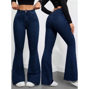 MDB Kadın Yüksek Bel Cepli İspanyol Paçalı Kot Pantolon