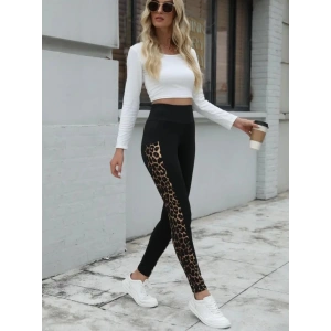 MDB Kadın Yüksek Bel Leopar Desen Ve Cep Detaylı Dalgıç Tayt