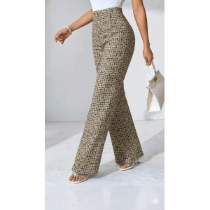 MDB Kadın Yüksek Bel Paçaya Doğru Geniş Dokuma Pantolon