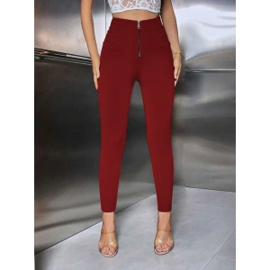 MDB Kadın Yüksek Belli önden Fermuar Ve Nervur Detaylı Dalgıç Tayt